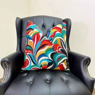 Bright Multicolor Embroidered Throw Pillow