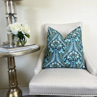 Blue Eden Floral Throw Pillow