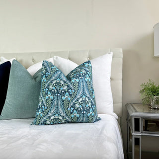 Blue Eden Floral Throw Pillow