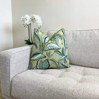 Green Tropical Leaves Throw Pillow