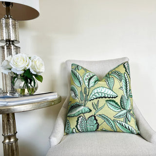 Green Tropical Leaves Throw Pillow