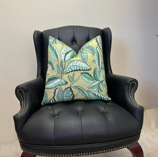 Green Tropical Leaves Throw Pillow