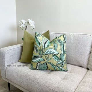 Green Tropical Leaves Throw Pillow