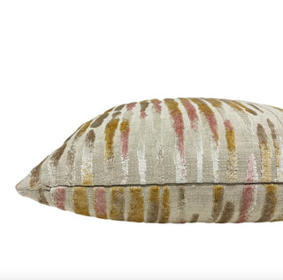 Beige Pink and Gold Velvet Throw Pillow