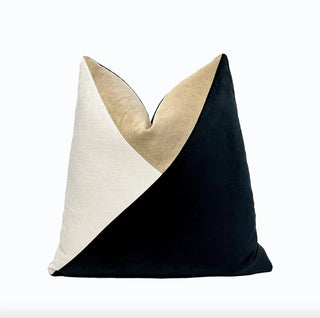 Black Colorblock Velvet Throw Pillow