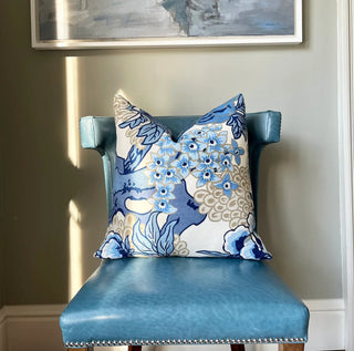 Thibaut Honshu Blue Beige Throw Pillow