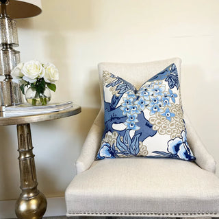 Thibaut Honshu Blue Beige Throw Pillow