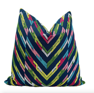 Thibaut Hamilton Embroidery Navy Throw Pillow