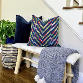 Thibaut Hamilton Embroidery Navy Throw Pillow