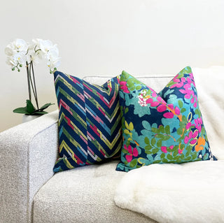Thibaut Hamilton Embroidery Navy Throw Pillow