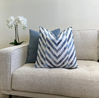 Thibaut Hamilton Embroidery Blue White Throw Pillow