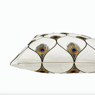 Embroidered Peacock Feather Throw Pillow