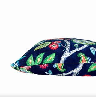 Navy Blue Floral Throw Pillow
