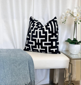 Myriad Onyx Graphic Velvet Throw Pillow