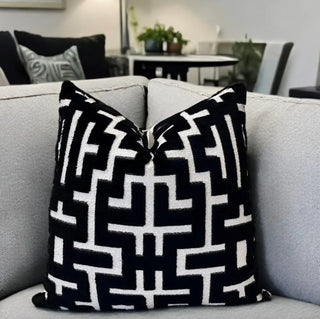 Myriad Onyx Graphic Velvet Throw Pillow