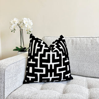 Myriad Onyx Graphic Velvet Throw Pillow
