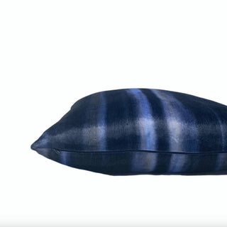 Navy and Blue Ombre Stripe Velvet Throw Pillow