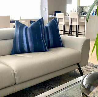 Navy and Blue Ombre Stripe Velvet Throw Pillow