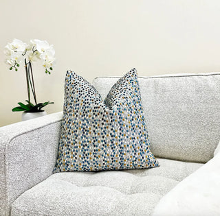 Blue Fiesta Confetti Velvet Throw Pillow