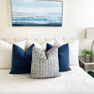 Blue Fiesta Confetti Velvet Throw Pillow