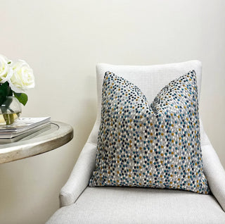 Blue Fiesta Confetti Velvet Throw Pillow