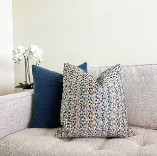 Blue Fiesta Confetti Velvet Throw Pillow