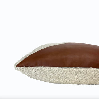 Textured Boucle and Leather Throw Pillow