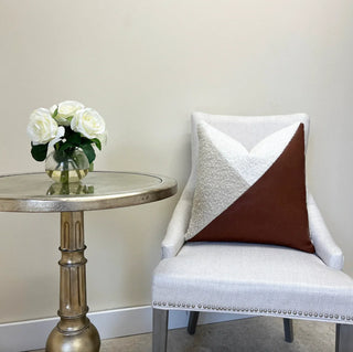 Textured Boucle and Leather Throw Pillow