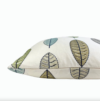 Spring Leaves Embroidered Throw Pillow