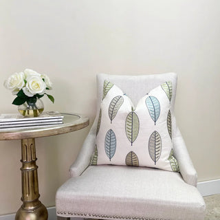 Spring Leaves Embroidered Throw Pillow