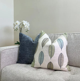 Spring Leaves Embroidered Throw Pillow