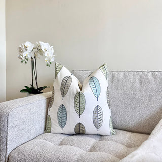 Spring Leaves Embroidered Throw Pillow