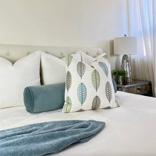 Spring Leaves Embroidered Throw Pillow