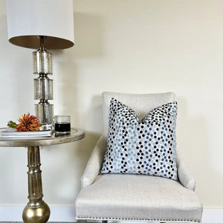 Silvery Blue Confetti Velvet Throw Pillow