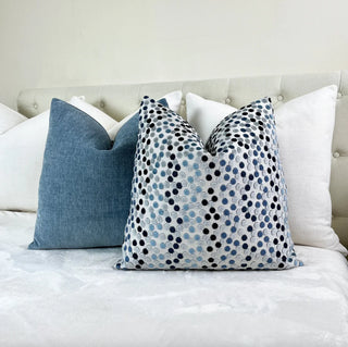 Silvery Blue Confetti Velvet Throw Pillow