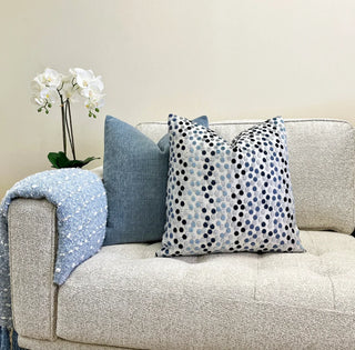 Silvery Blue Confetti Velvet Throw Pillow