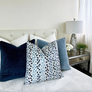 Silvery Blue Confetti Velvet Throw Pillow