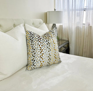 Silver Gold Confetti Velvet Throw Pillow