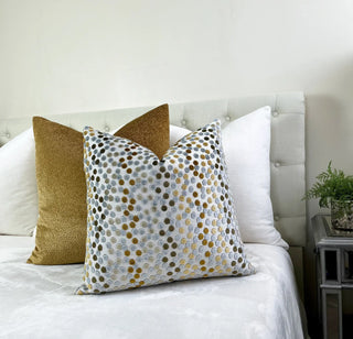 Silver Gold Confetti Velvet Throw Pillow