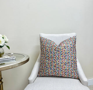 Rainbow Confetti Velvet Throw Pillow