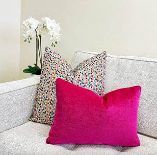 Rainbow Confetti Velvet Throw Pillow
