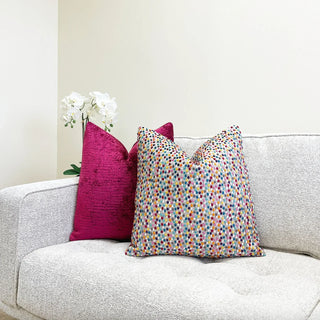 Rainbow Confetti Velvet Throw Pillow