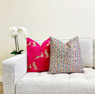 Rainbow Confetti Velvet Throw Pillow