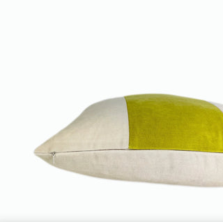 Cream and Citron Velvet Throw Pillow