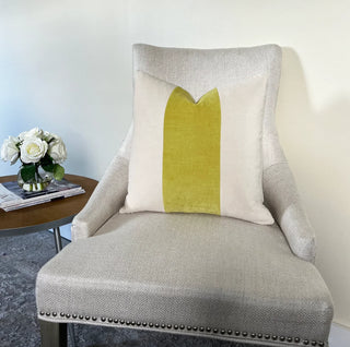 Cream and Citron Velvet Throw Pillow