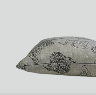 Gray Prancing Leopard Throw Pillow