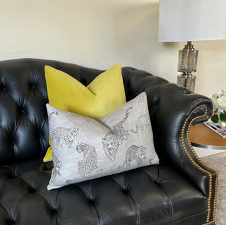 Gray Prancing Leopard Throw Pillow