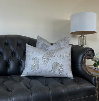 Gray Prancing Leopard Throw Pillow