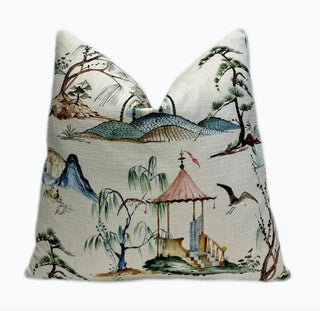 Cream Chinoiserie Throw Pillow