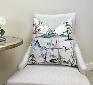 Cream Chinoiserie Throw Pillow